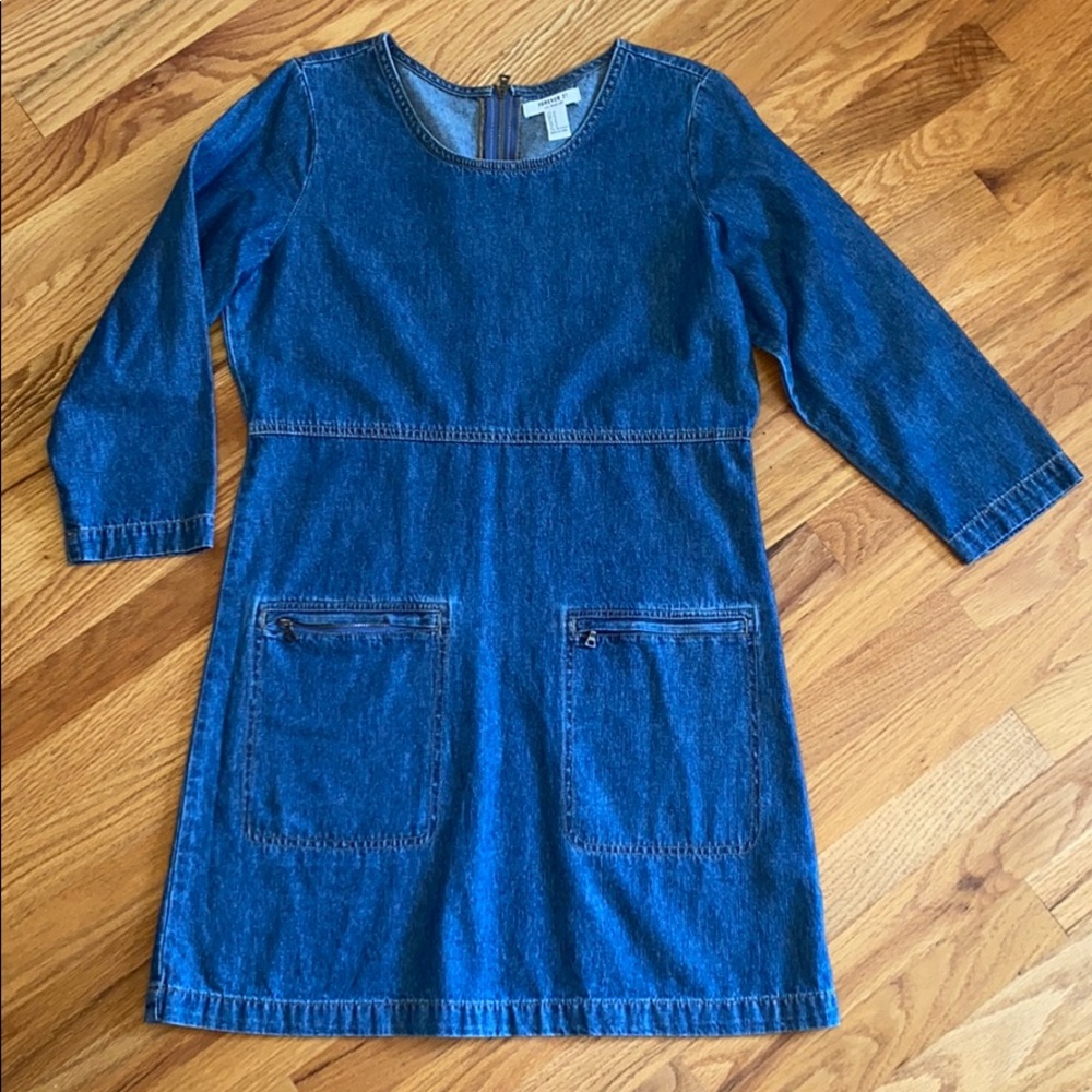 Forever 21 long sleeve jean dress